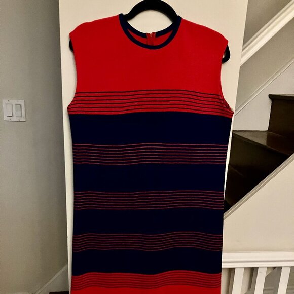 Vintage Red and Navy Sweater Dress - Picture 1 of 5